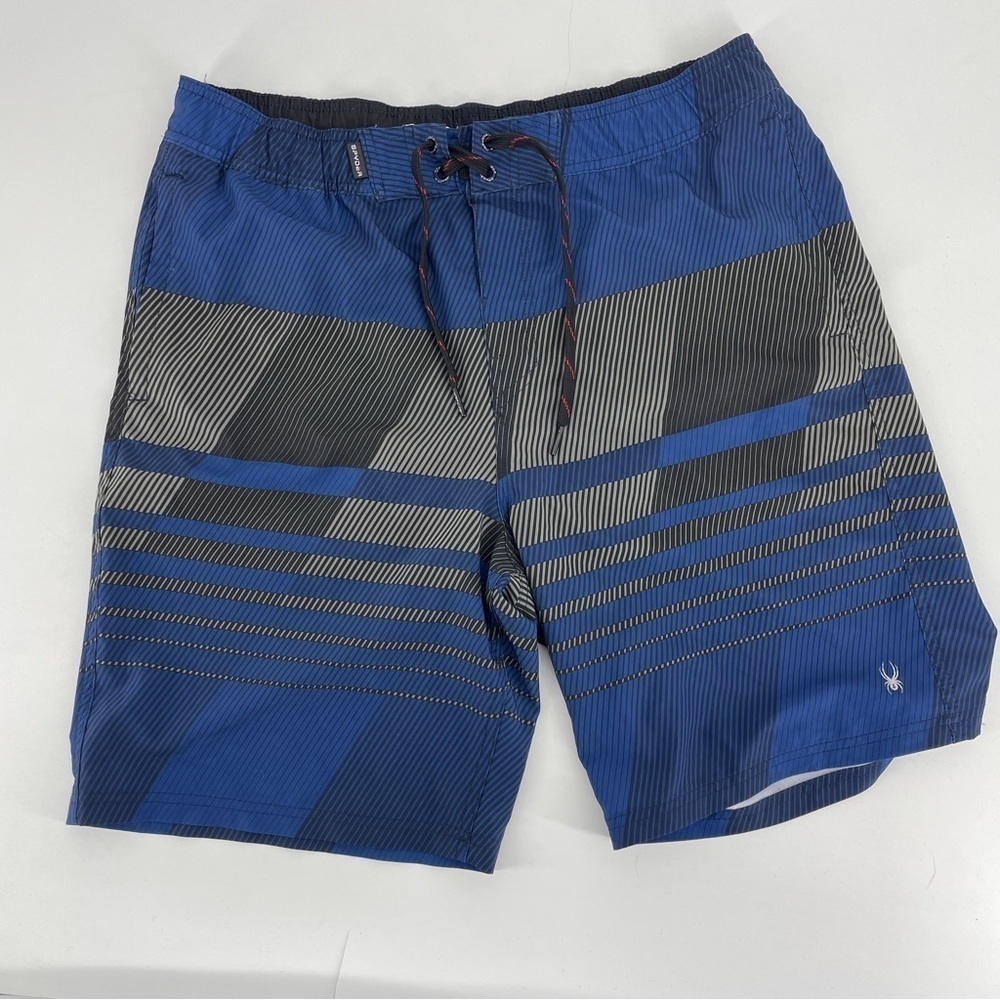 SPYDER Men's XL Blue Black Swim Trunks